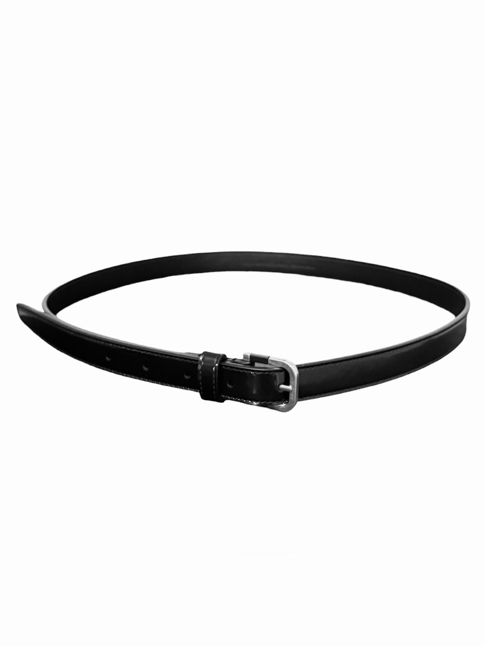 Saint Laurent Black Patent Leather Belt With Silver Buckle Sz 90cm (Large) NWOT